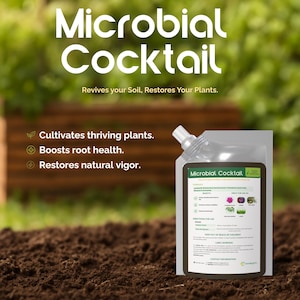Microbial Cocktail 32oz | Garden Soil Booster | Healthy Soil & Plant Roots | Outdoor Nutrient Absorption | Plant Microbes
