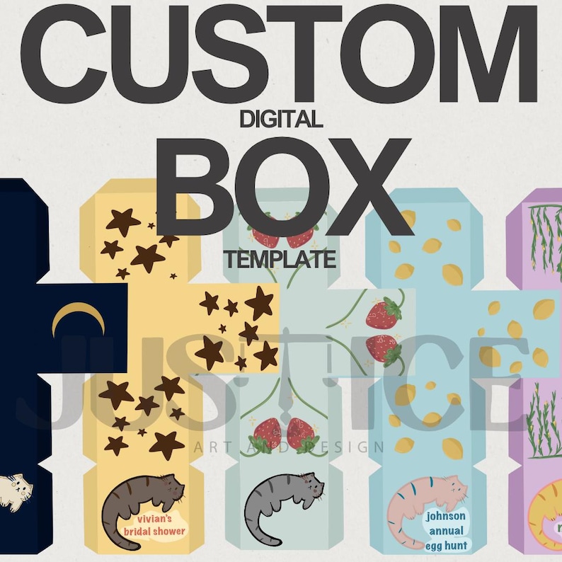 Cute Customizable Box Template - Etsy