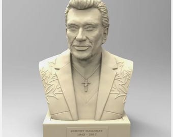 Buste Johnny Hallyday En PLA Blanc
