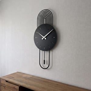 Oversized Metal Pendulum Wall Clock, Modern Art Deco Timepiece, Affordable Gifts