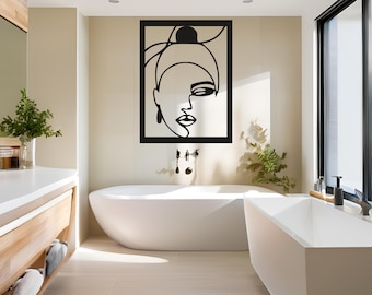 Arte lineal minimalista de mujer de metal: Escultura moderna para decoración del hogar