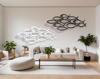 Arte mural de peces de metal cortado con láser: decoración moderna para exteriores