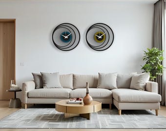 Modern Metal Eye Wall Clock, Minimalist Geometric Decor, Silent Quartz