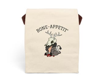 Bone-Appetit skull deer design Canvas Lunch Bag