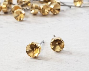 Empty Post Earrings, Gold & Rhodium Plated, DIY Rhinestone Studs, 10 pairs
