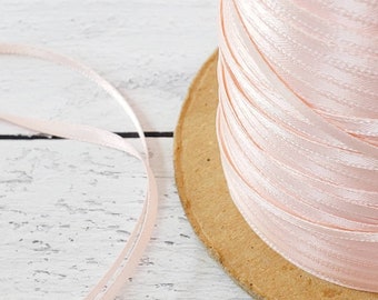 10 Yards 1/8 Pink Satin Ribbon, Double Faced Delicate Polyester Thin Ribbon in Pastel Pink Color