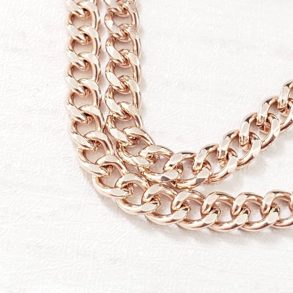 1 Yard 5mm Chunky Curb Chain. Rose Gold Plated Chain by the Yard. Rose Gold Plated Base Metal Chain