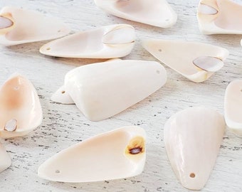10pcs Sliced Luhanus Seashell Pendants, Light Pink Shell Slices for Jewelry Making and Other Crafts.