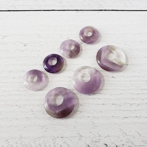 Amethyst Go Go Pendant, natural Amethyst Gemstone Donut Pendant in 18mm & 25mm, Purple Round Pendant