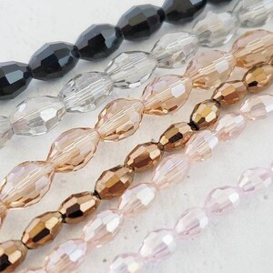 Oval Faceted Glass Beads, Strand of Faceted Crystal Bead with AB & Metallic Finish, Various Sizes
