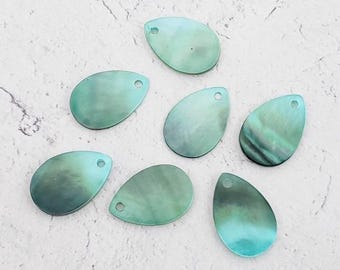 10pcs Natural Teardrop Shell Charms, Dyed Mother of Pearl Pear Shaped Pendants, Various Sizes