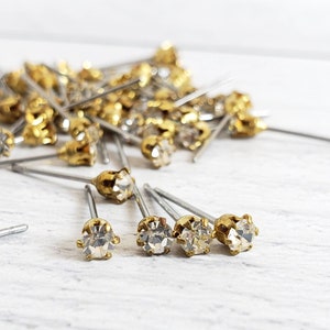 10 pairs Swarovski Stud Earring Findings, Ready Made Stud Earrings with 3mm & 4mm Swarovski Crystal Stone, Post Earrings Findings