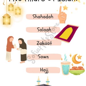 Teach Your Child the Five Pillars of Islam with This Beautiful Islamic Poster!