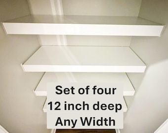 12-in deep SET OF FOUR Floating Shelf Covers-Any Size & Color for wire shelving in Pantry Laundry Closet-Custom Wood Shelf Wire Rack Topper