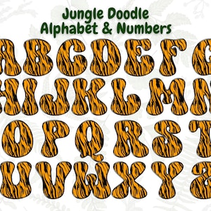 Jungle Alphabet & Numbers 5 | Doddle Letters | PNG Alphabet | PNG Font | Letter Download