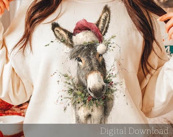 4 Weihnachtsesel Bundle | Doneky Clipart | Weihnachten Clipart | Zeitschrift | Basteln | Kommerzielle Nutzung PNG