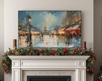 Impressionistische Pariser Weihnachten - TV Art, Samsung Frame TV, Apple TV, Roku, Amazon Fire Stick