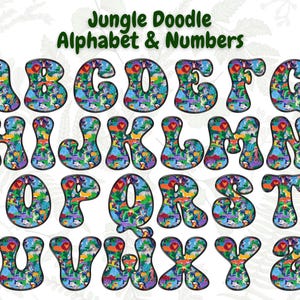 Jungle Alphabet & Numbers 8 | Doddle Letters | PNG Alphabet | PNG Font | Letter Download