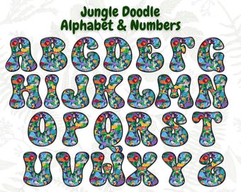 Dschungel Alphabet & Zahlen 8 | Kinderbuchstabe | PNG Alphabet | PNG Schriftart | Buchstaben Download