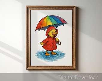 Pfütze Ente, Vintage, Retro, Tier, Enten Grafik, Cottagecore, süsse Ente