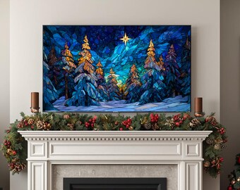 Stained Glass Forest - TV Art, Samsung Frame TV, Apple TV, Roku, Amazon Fire Stick