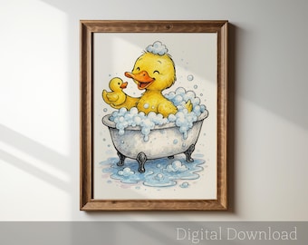 Badezeit Ente, Vintage, Retro, Tier, Enten Grafik, Cottagecore, süsse Ente