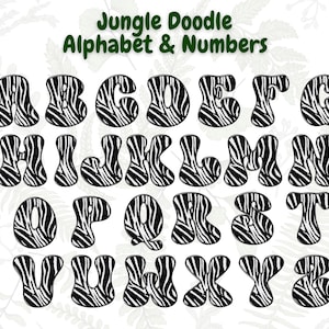 Jungle Alphabet & Numbers 3 | Doddle Letters | PNG Alphabet | PNG Font | Letter Download