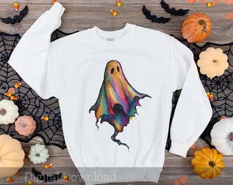 Rainbow Ghost | Halloween PNG, Sublimation PNG, Halloween Clip Art