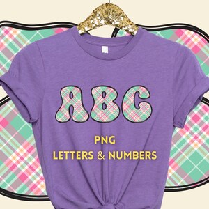Spring Plaid Puffy Font | Doddle Letters | PNG Alphabet | PNG Font | Letter Download