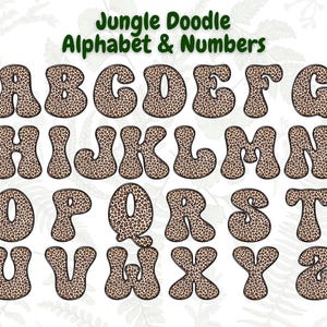 Jungle Alphabet & Numbers 2 | Doddle Letters | PNG Alphabet | PNG Font | Letter Download