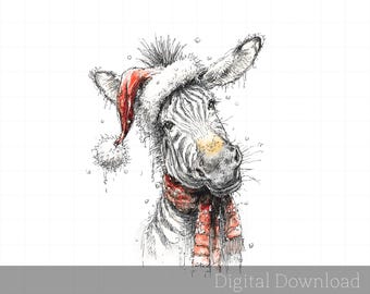 Christmas Zebra | Dominick the Donkey | Christmas Clipart | Journal | Crafting | Commercial Use PNG