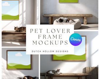 Pets Horizontal 4:3 Frame Mockup Bundle | Canva Frame Mockup | Painting Mockup | Photo Mockup