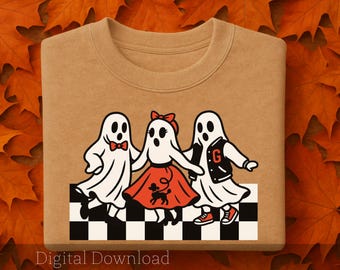 Retro Ghost Sock Hop PNG, Howloween, Halloween PNG, Sublimation PNG, Halloween Clip Art