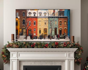Row House Weihnachtsbild - TV Art, Samsung Frame TV, Apple TV, Roku, Amazon Fire Stick