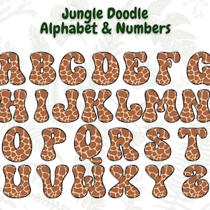 Jungle Alphabet & Numbers 4 | Doddle Letters | PNG Alphabet | PNG Font | Letter Download