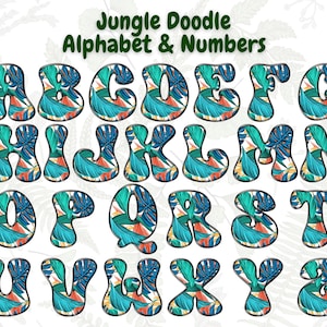 Jungle Alphabet & Numbers 7 | Doddle Letters | PNG Alphabet | PNG Font | Letter Download