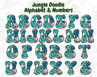 Dschungel Alphabet & Zahlen 7 | Kinderbuchstabe | PNG Alphabet | PNG Schriftart | Buchstaben Download