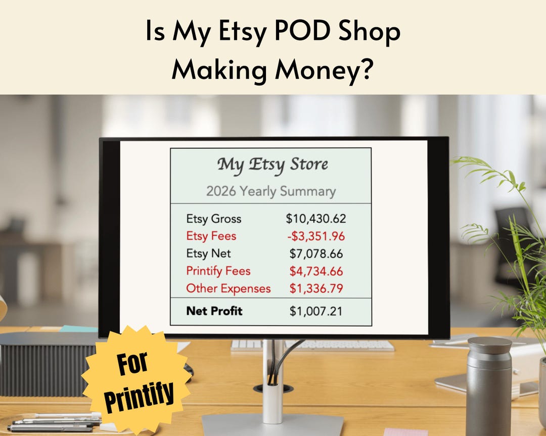 Etsy Printify Profit Loss Yearly Workbook - Etsy