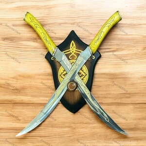 LOTR Legolas Swords Elven Daggrs Prince Sword w Wall Plaque Senhor dos Anéis Réplica, Fantasia Cosplay Dia dos Pais Presentes Traje Presente Menino