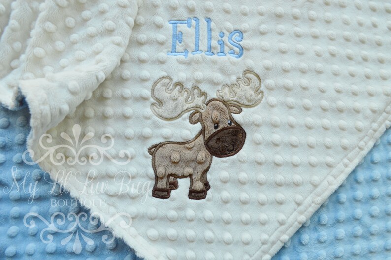 Personalized Baby Blanket With Name Outdoor Adventure Moose Etsy