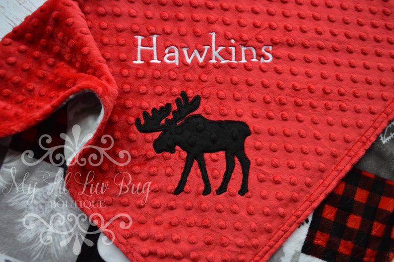 Personalized Baby Blanket With Name Outdoor Adventure Moose Etsy
