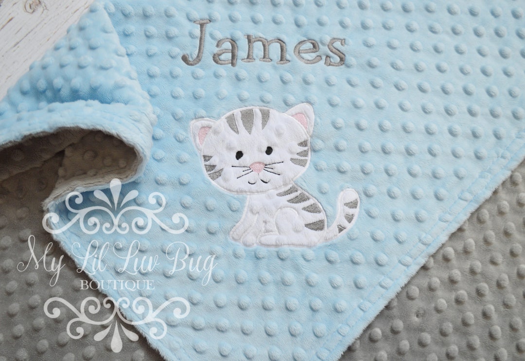 Personalized Kitten Minky Baby Blanket Cat Baby Blanket Etsy