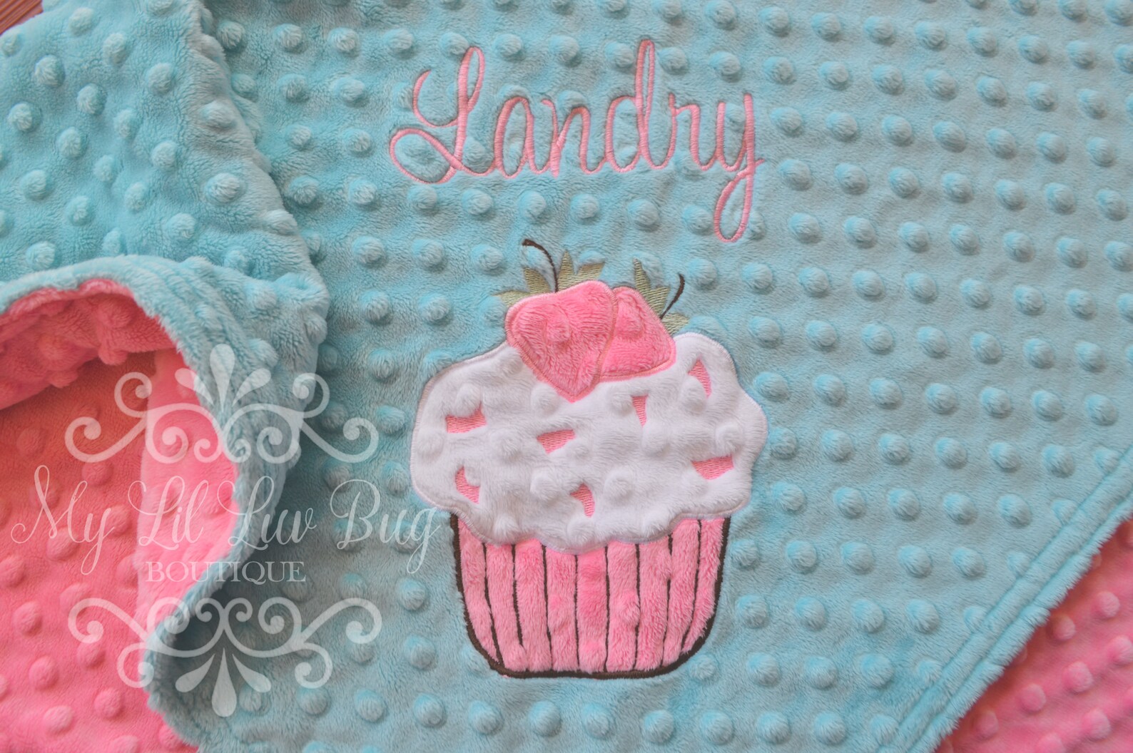 Minky Baby Blanket Cupcake Baby Girl Personalized Cutom Etsy