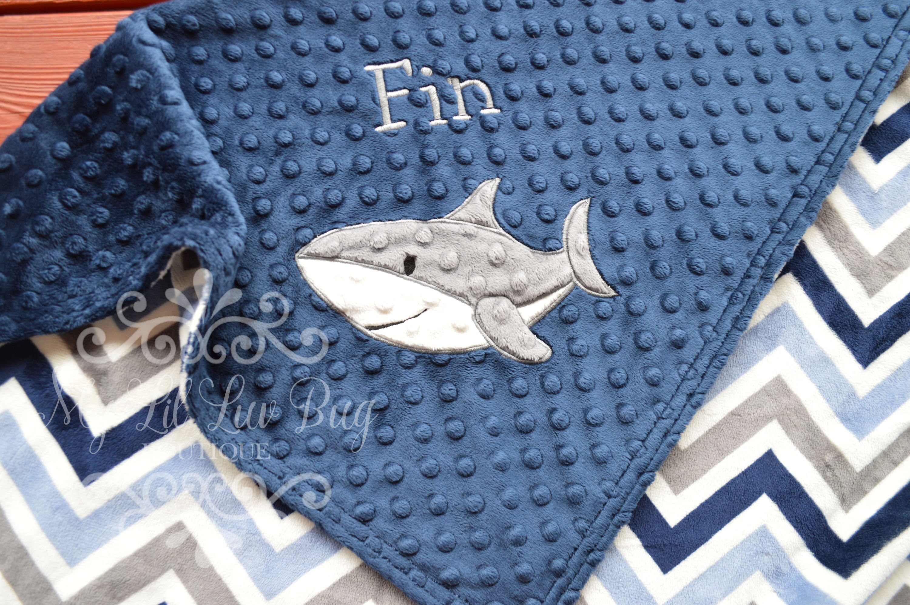 Personalized shark baby blanket baby boy shark teal shark Etsy