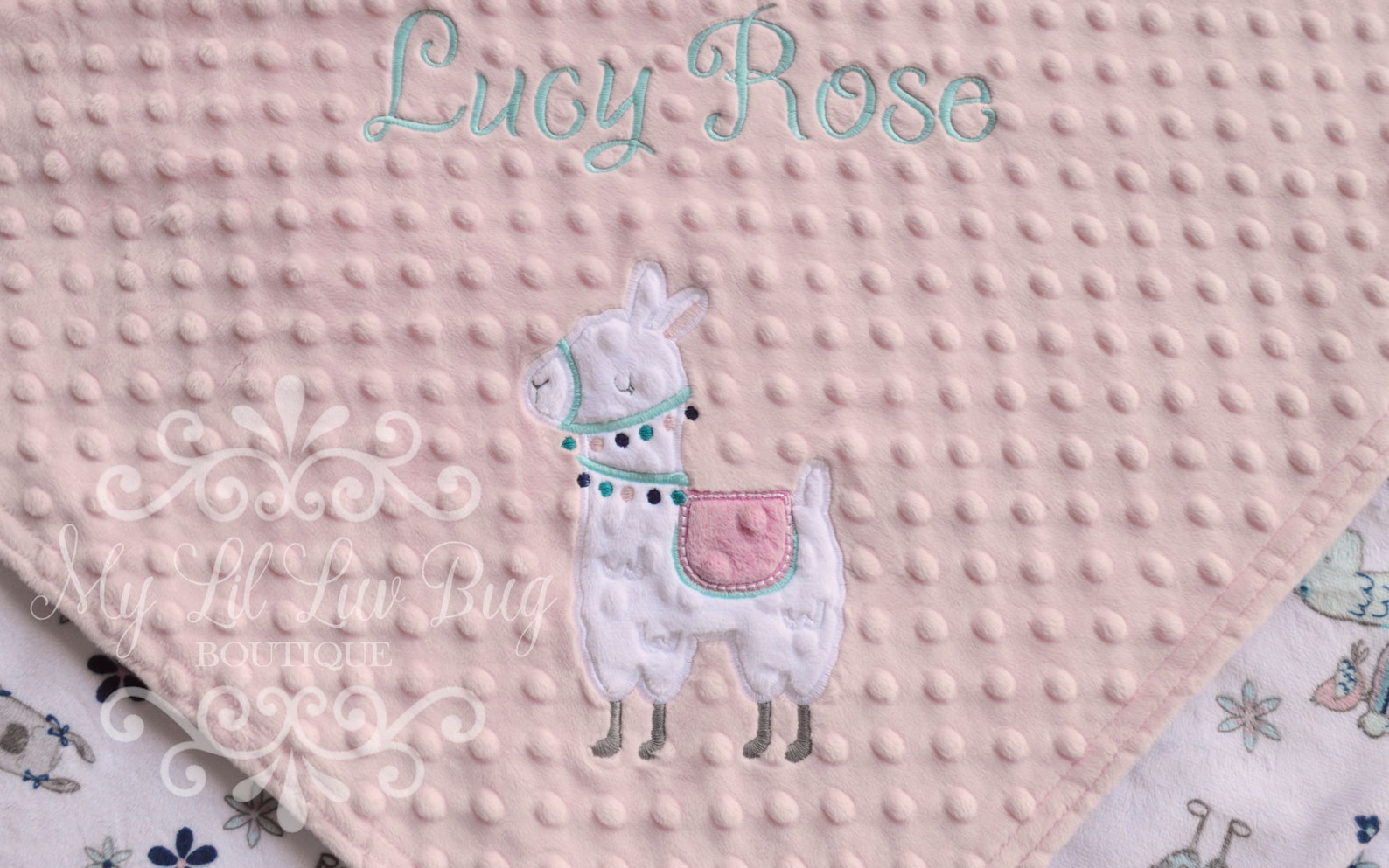 Baby Blankets Personalized Baby Girl Llama Blanket Name Etsy