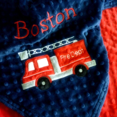 Personalized Baby Blanket Fire Truck Baby Blanket With Name Etsy