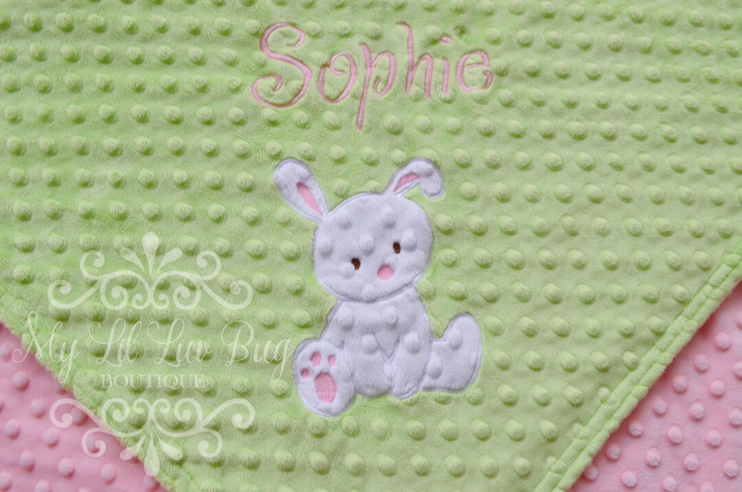 Personalized Bunny Blanket Baby Girl Minky Bunny Rabbit Etsy