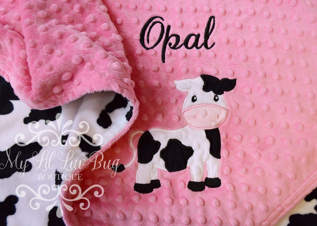 Cow Baby Blanket With Name Personalized Baby Blanket Cow Baby Shower