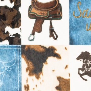 Personalized country western boy boots and hat baby blanket minky cowboy rodeo horse farm embroidered stroller custom monogrammed image 4