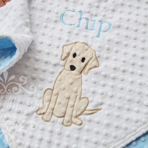 CHOOSE YOUR COLORS Labrador Retriever puppy dog breed baby minky blanket personalized - custom embroidered monogrammed